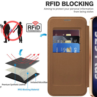 Coque MagSafe pour Samsung Galaxy S25 S931, Techsuit, SmartMag Book, Marron