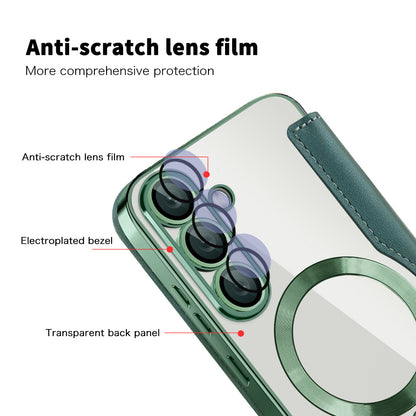 Coque MagSafe pour Samsung Galaxy S25 S931, Techsuit, SmartMag Book, Vert