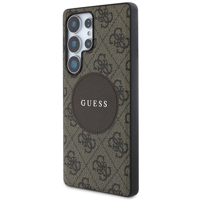 Custodia MagSafe per Samsung Galaxy S25 Ultra S938, Guess, 4G Circle Classic Logo, Marrone