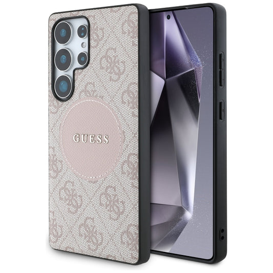 Étui MagSafe pour Samsung Galaxy S25 Ultra S938, Guess, logo classique 4G Circle, Rose