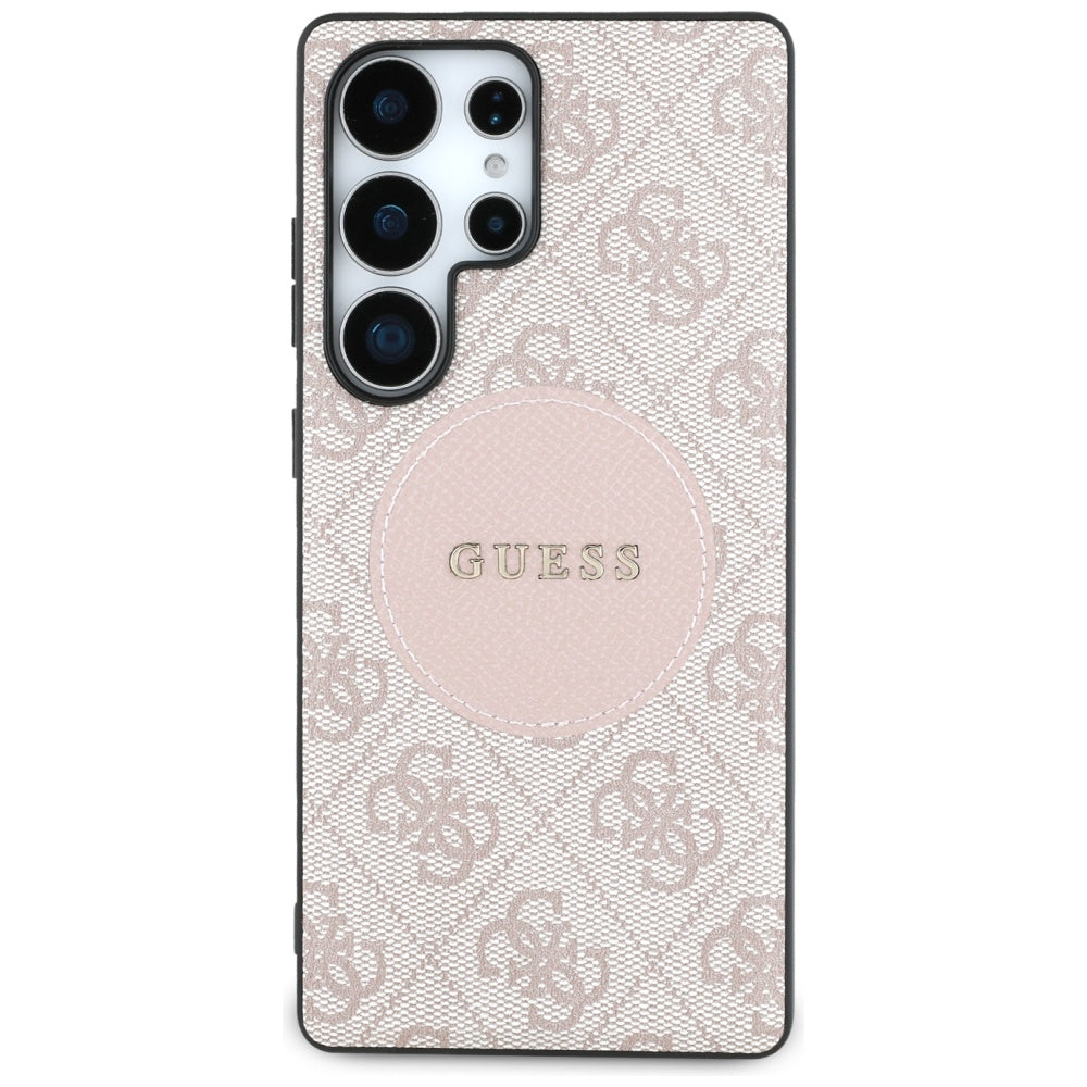 Custodia MagSafe per Samsung Galaxy S25 Ultra S938, Guess, 4G Circle Classic Logo, Rosa