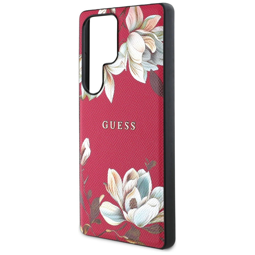 Custodia MagSafe per Samsung Galaxy S25 Ultra S938, Guess, Grained Flowers, Fucsia