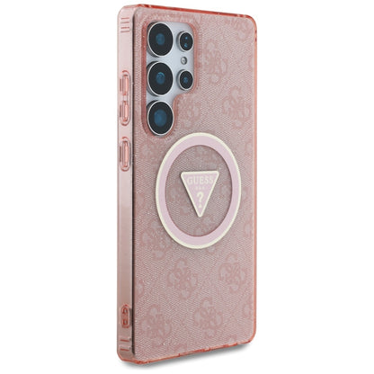 MagSafe Hülle für Samsung Galaxy S25 Ultra S938, Guess, IML Glitter 4G Circle Triangle, Rosa