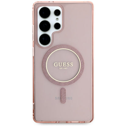 Custodia MagSafe per Samsung Galaxy S25 Ultra S938, Guess, IML Glitter Circle, Rosa
