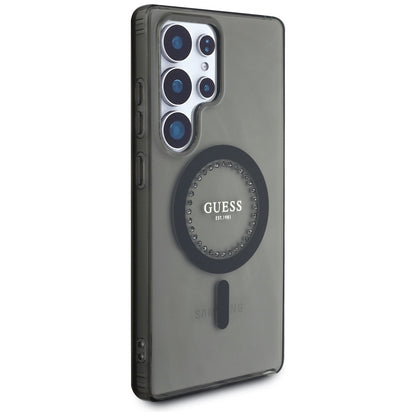 Custodia MagSafe per Samsung Galaxy S25 Ultra S938, Guess, IML Rhinestone, Nera