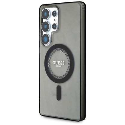 Custodia MagSafe per Samsung Galaxy S25 Ultra S938, Guess, IML Rhinestone, Nera