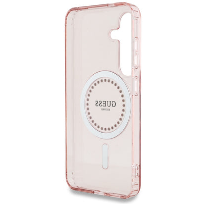 Étui MagSafe pour Samsung Galaxy S25 S931, Guess, IML Rhinestone, Rose