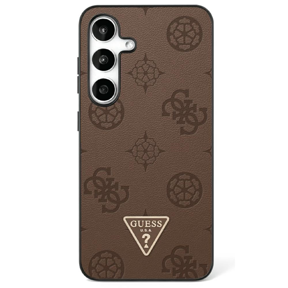 Custodia MagSafe per Samsung Galaxy S25 Ultra S938, Guess, Peony Grained Hot Stamp Triangle, Marrone