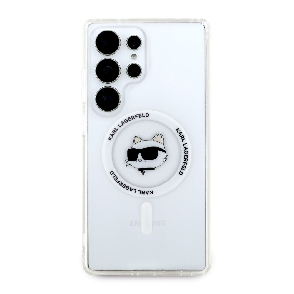 Coque MagSafe pour Samsung Galaxy S25 Ultra S938, Karl Lagerfeld, IML Choupette's Head, Blanche