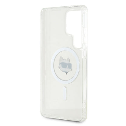 Coque MagSafe pour Samsung Galaxy S25 Ultra S938, Karl Lagerfeld, IML Choupette's Head, Blanche