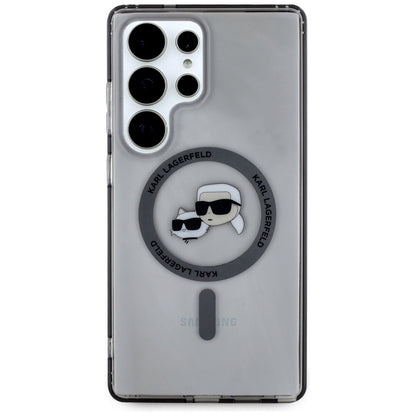 MagSafe Case for Samsung Galaxy S25 Ultra S938, Karl Lagerfeld, IML Metal Karl & Choupette's Heads, Black
