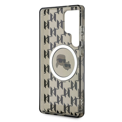 Custodia MagSafe per Samsung Galaxy S25 Ultra S938, Karl Lagerfeld, IML Monogram Karl & Choupette's Heads, Nera