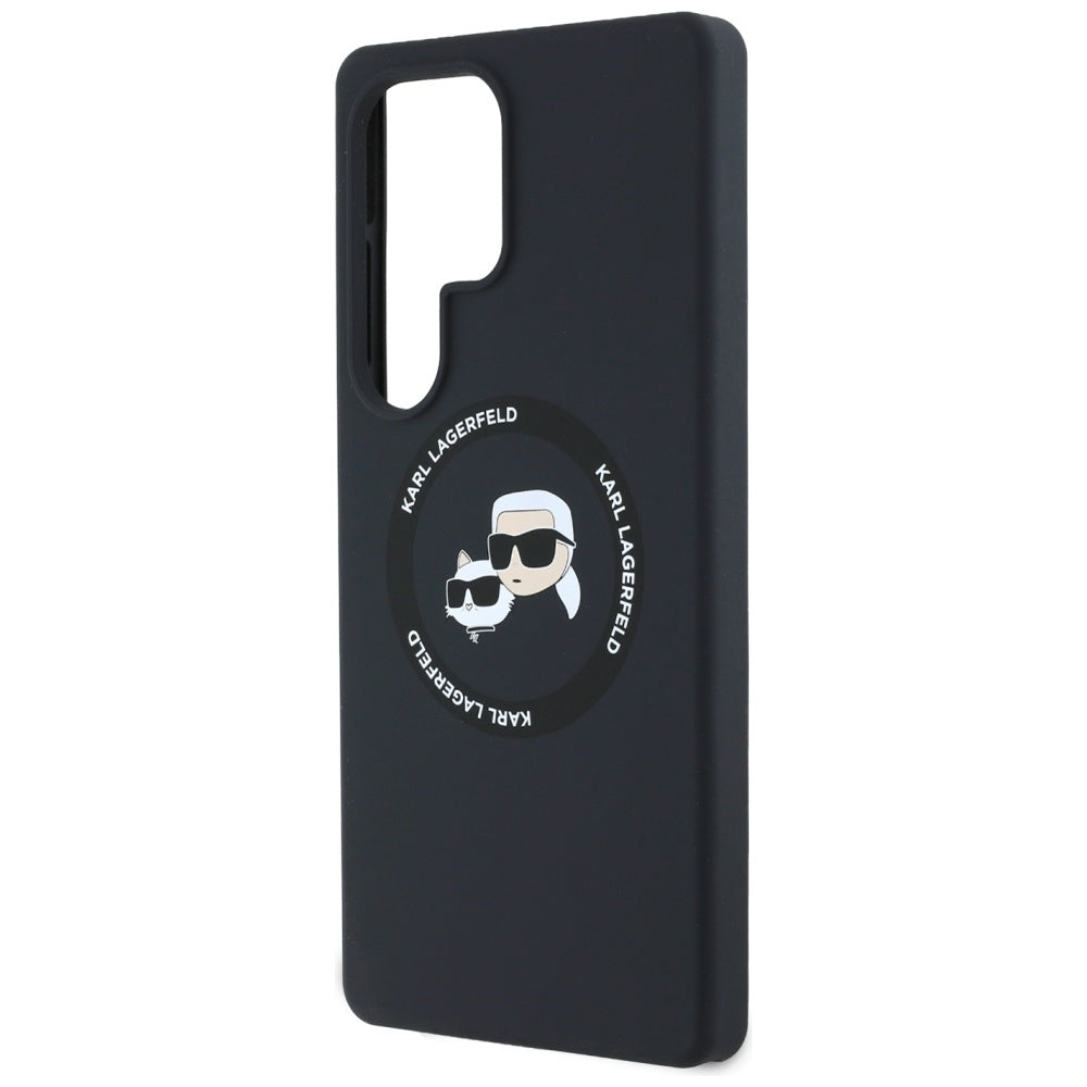 Custodia MagSafe per Samsung Galaxy S25 Ultra S938, Karl Lagerfeld, Silicone Double Heads, Nera