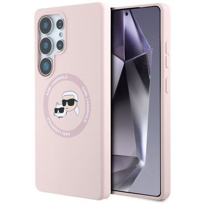 Custodia MagSafe per Samsung Galaxy S25 Ultra S938, Karl Lagerfeld, Silicone Double Heads, Rosa