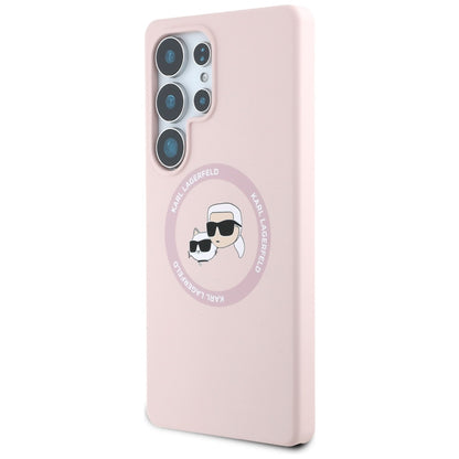 Custodia MagSafe per Samsung Galaxy S25 Ultra S938, Karl Lagerfeld, Silicone Double Heads, Rosa