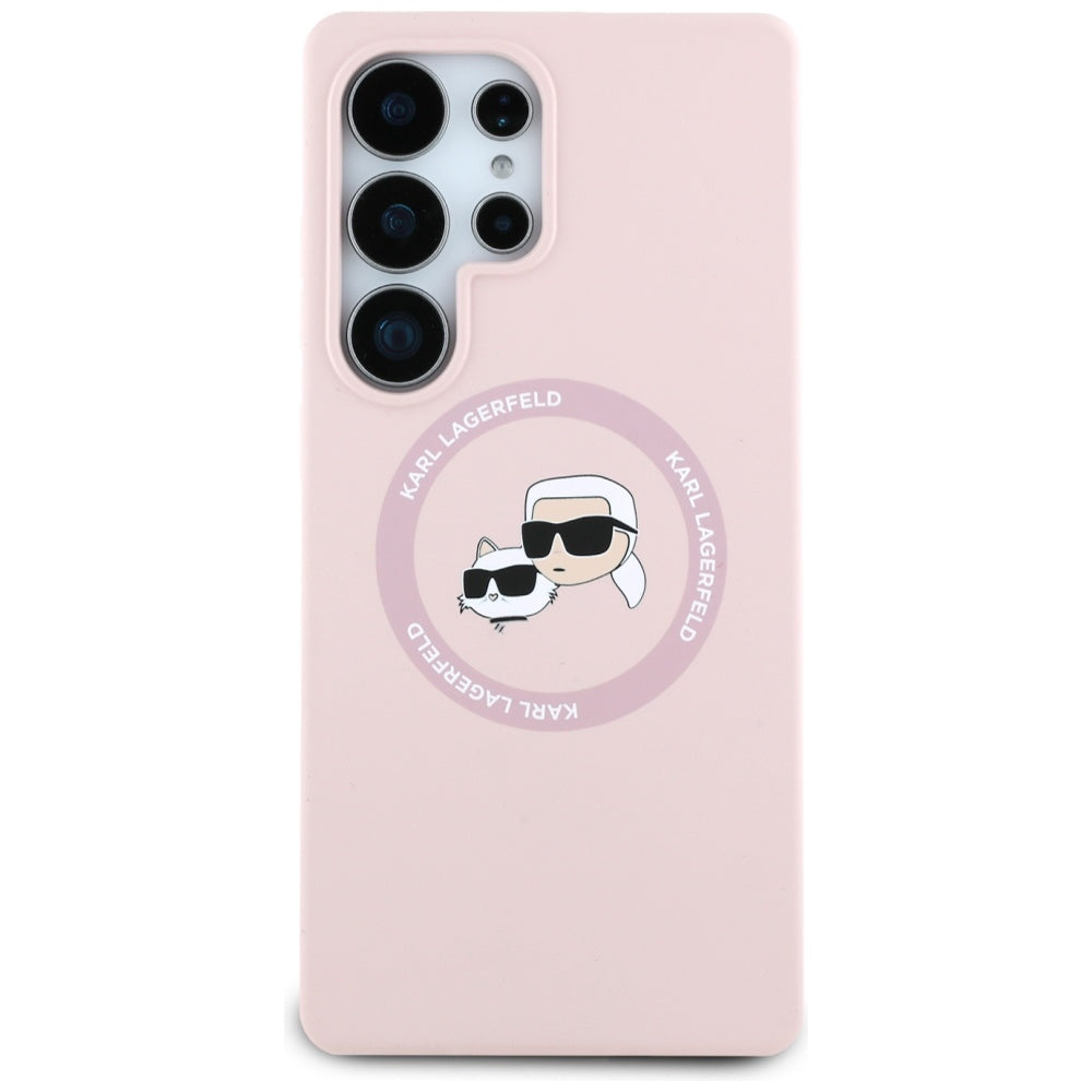Custodia MagSafe per Samsung Galaxy S25 Ultra S938, Karl Lagerfeld, Silicone Double Heads, Rosa