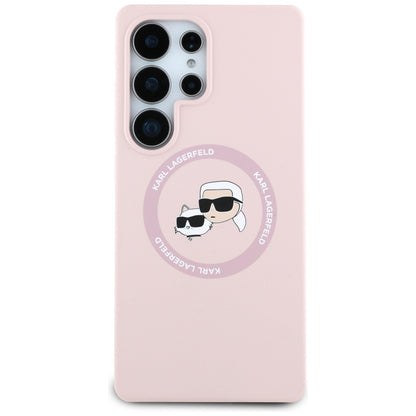 Custodia MagSafe per Samsung Galaxy S25 Ultra S938, Karl Lagerfeld, Silicone Double Heads, Rosa