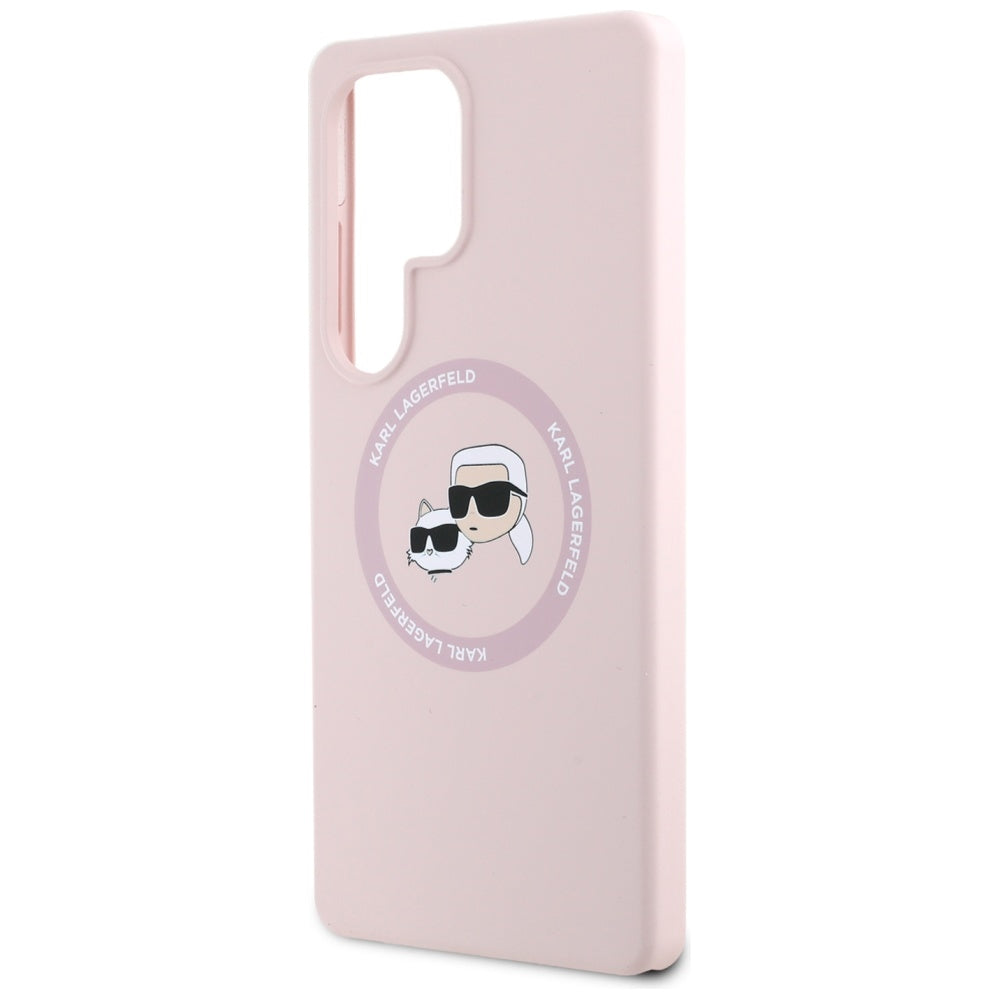 Custodia MagSafe per Samsung Galaxy S25 Ultra S938, Karl Lagerfeld, Silicone Double Heads, Rosa