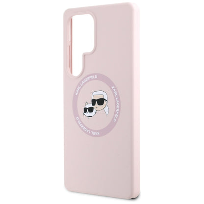 Custodia MagSafe per Samsung Galaxy S25 Ultra S938, Karl Lagerfeld, Silicone Double Heads, Rosa