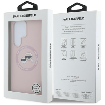 Custodia MagSafe per Samsung Galaxy S25 Ultra S938, Karl Lagerfeld, Silicone Double Heads, Rosa