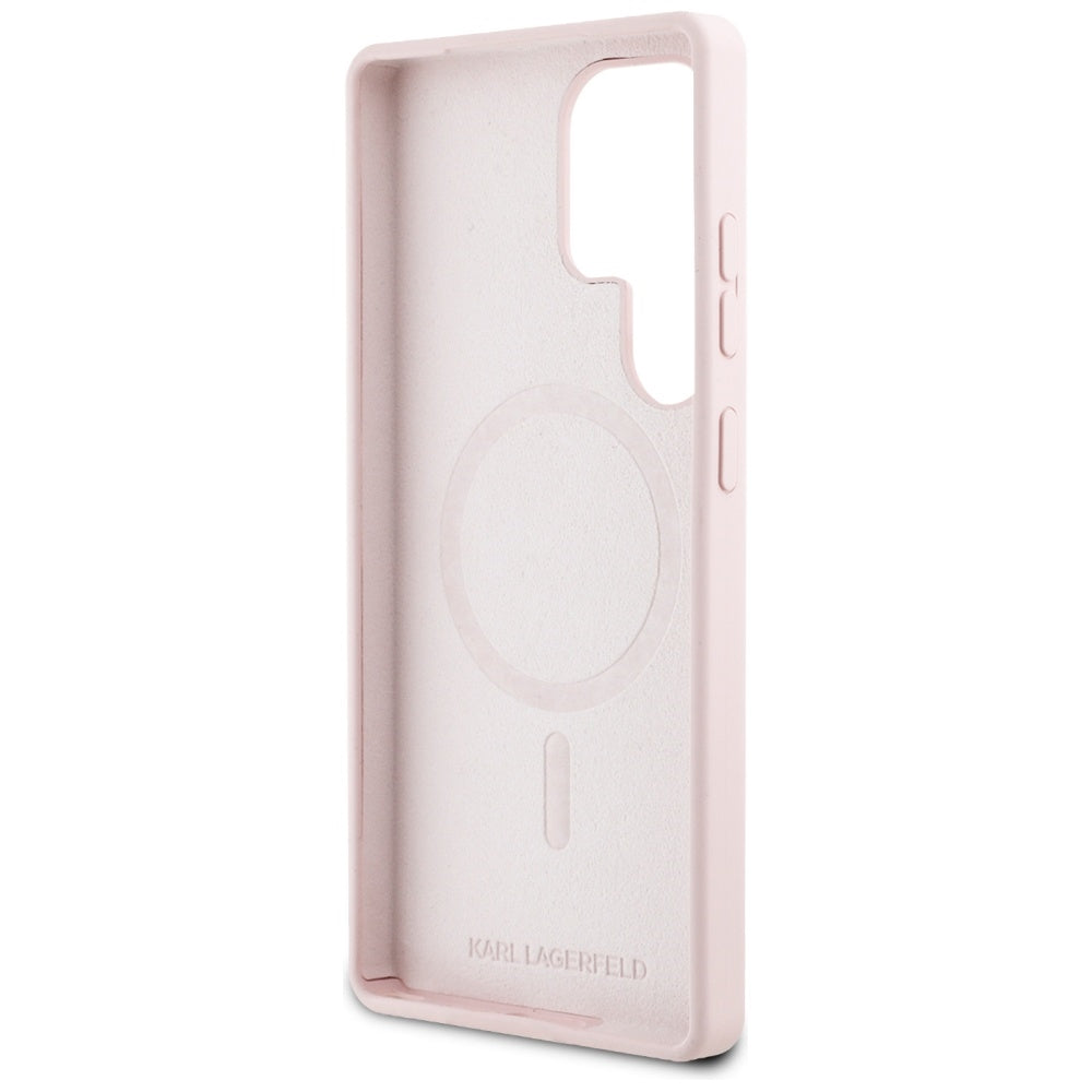 MagSafe Hülle für Samsung Galaxy S25 Ultra S938, Karl Lagerfeld, Silikon Graffiti, Rosa