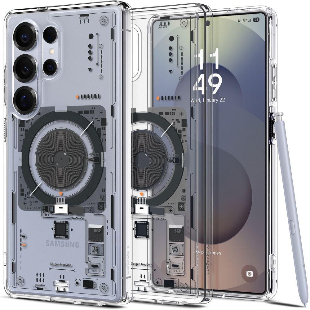 Custodia MagSafe per Samsung Galaxy S25 Ultra S938, Spigen, Ultra Hybrid Neo One, Trasparente