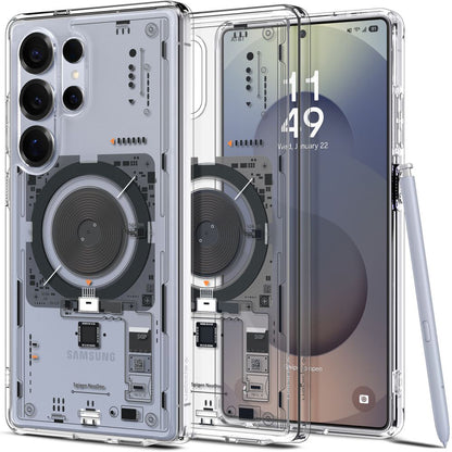 Custodia MagSafe per Samsung Galaxy S25 Ultra S938, Spigen, Ultra Hybrid Neo One, Trasparente