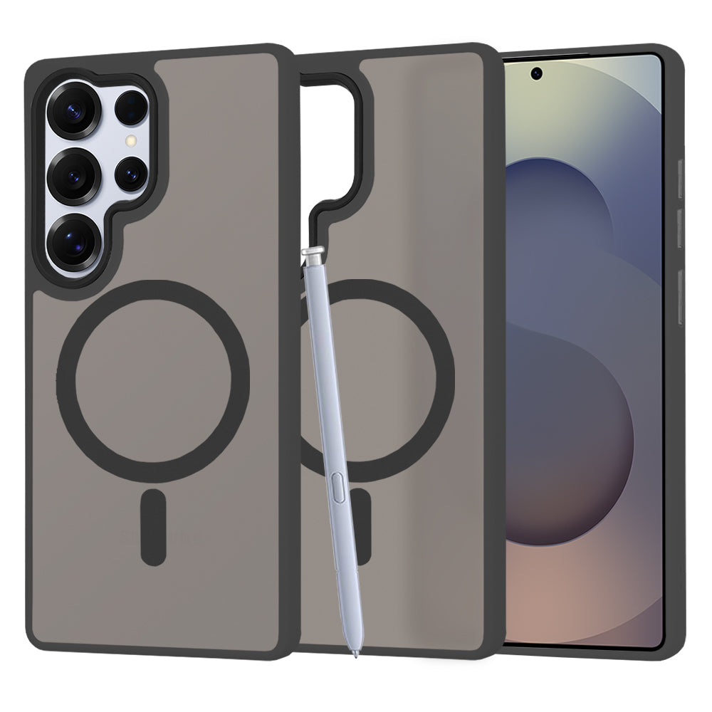 Coque MagSafe pour Samsung Galaxy S25 Ultra S938, Techsuit, HaloFrost, Noire