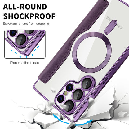 Coque MagSafe pour Samsung Galaxy S25 Ultra S938, Techsuit, SmartMag Book, Violet