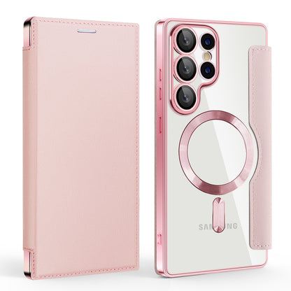 Coque MagSafe pour Samsung Galaxy S25 Ultra S938, Techsuit, SmartMag Book, Rose
