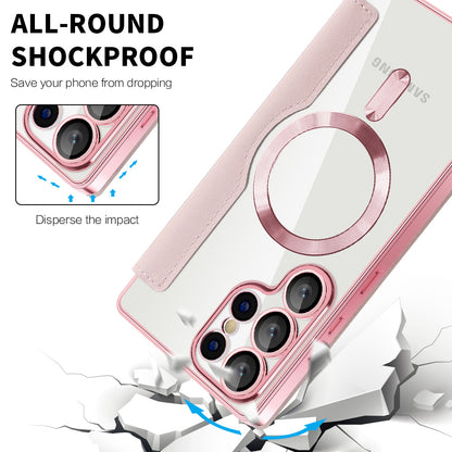 Coque MagSafe pour Samsung Galaxy S25 Ultra S938, Techsuit, SmartMag Book, Rose