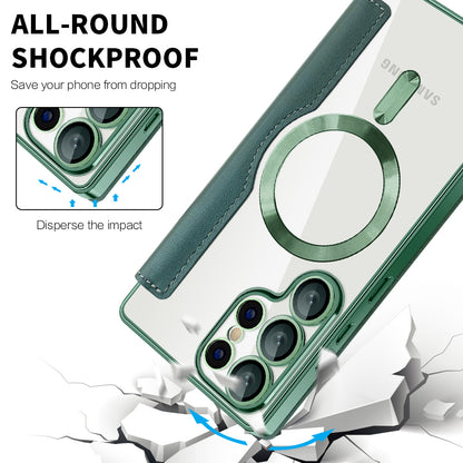 Coque MagSafe pour Samsung Galaxy S25 Ultra S938, Techsuit, SmartMag Book, Vert