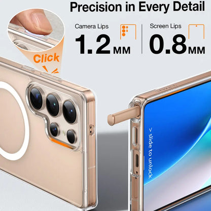 Custodia MagSafe per Samsung Galaxy S25 Ultra S938, Torras, Pstand, Trasparente