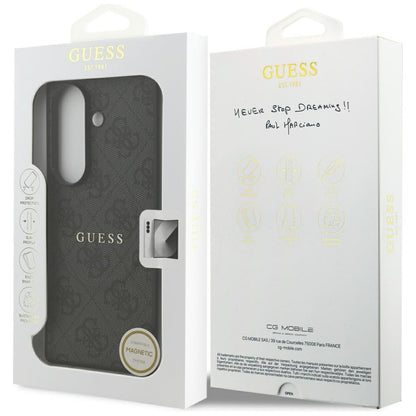 Custodia MagSafe per Samsung Galaxy S26 FE S741, Guess, 4G Embossed Ring Classic Logo, nera