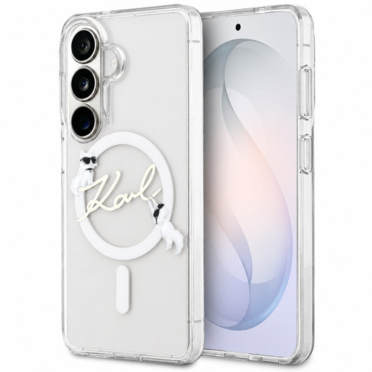 MagSafe-Hülle für Samsung Galaxy S26 FE S741, Karl Lagerfeld, IML Choupette Karl Script Logo, transparent