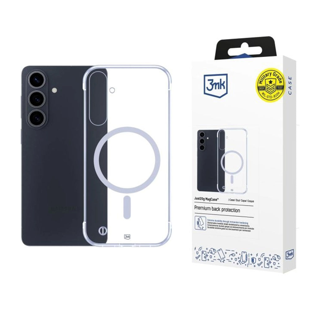Custodia MagSafe per Samsung Galaxy S26 Plus, 3MK, Just20g, Trasparente