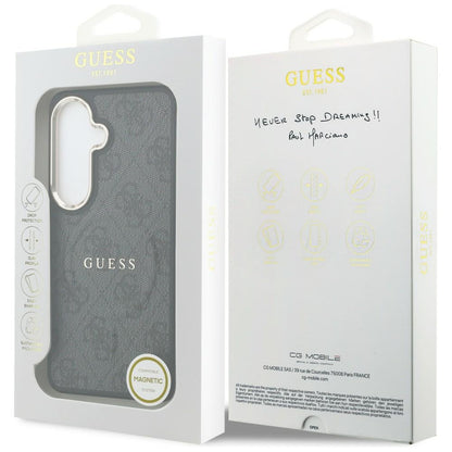 Custodia MagSafe per Samsung Galaxy S26 Plus S947, Guess, 4G Anello Inciso, Nera