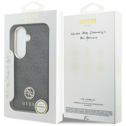 Custodia MagSafe per Samsung Galaxy S26 Plus S947, Guess, 4G Rhinestone Round Logo, Nera