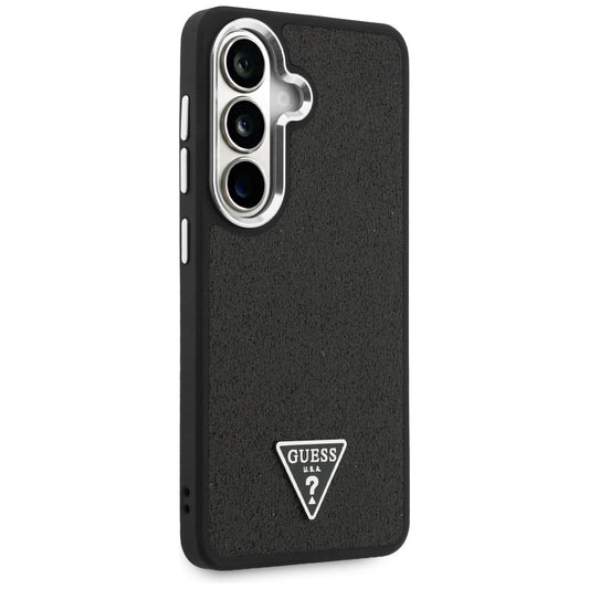 Custodia MagSafe per Samsung Galaxy S26 Plus S947, Guess, Logo Triangolo Glitter Fisso, Nera