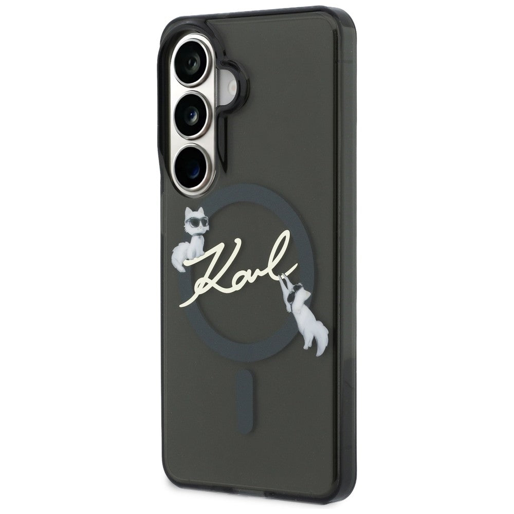 Custodia MagSafe per Samsung Galaxy S26 Plus S947, Karl Lagerfeld, IML Choupette Karl Script Logo, Nera