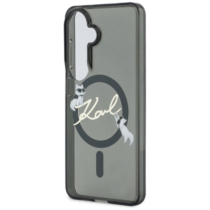 Custodia MagSafe per Samsung Galaxy S26 Plus S947, Karl Lagerfeld, IML Choupette Karl Script Logo, Nera