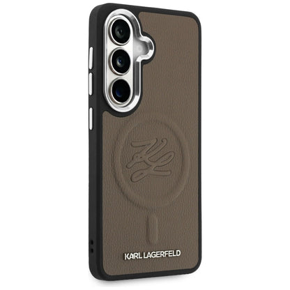 MagSafe Hülle für Samsung Galaxy S26 Plus S947, Karl Lagerfeld, Initial Logo Debossed, Braun