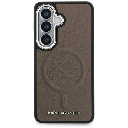 MagSafe Hülle für Samsung Galaxy S26 Plus S947, Karl Lagerfeld, Initial Logo Debossed, Braun