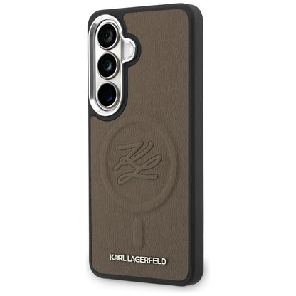 MagSafe Hülle für Samsung Galaxy S26 Plus S947, Karl Lagerfeld, Initial Logo Debossed, Braun
