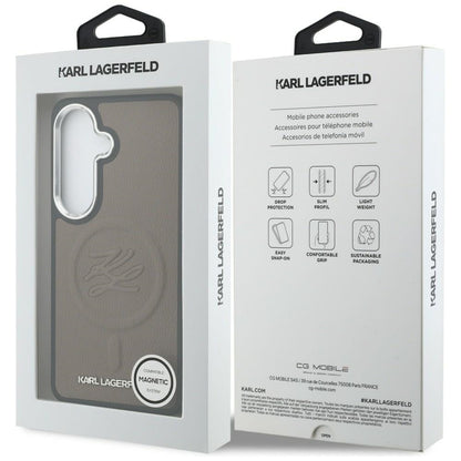 MagSafe Hülle für Samsung Galaxy S26 Plus S947, Karl Lagerfeld, Initial Logo Debossed, Braun