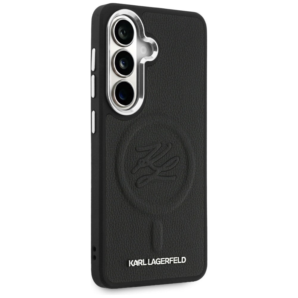 Custodia MagSafe per Samsung Galaxy S26 Plus S947, Karl Lagerfeld, Initial Logo Debossed, Nera
