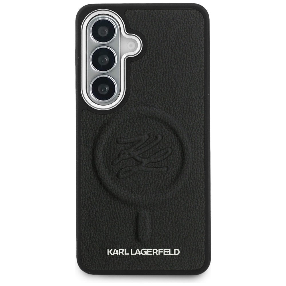 Custodia MagSafe per Samsung Galaxy S26 Plus S947, Karl Lagerfeld, Initial Logo Debossed, Nera