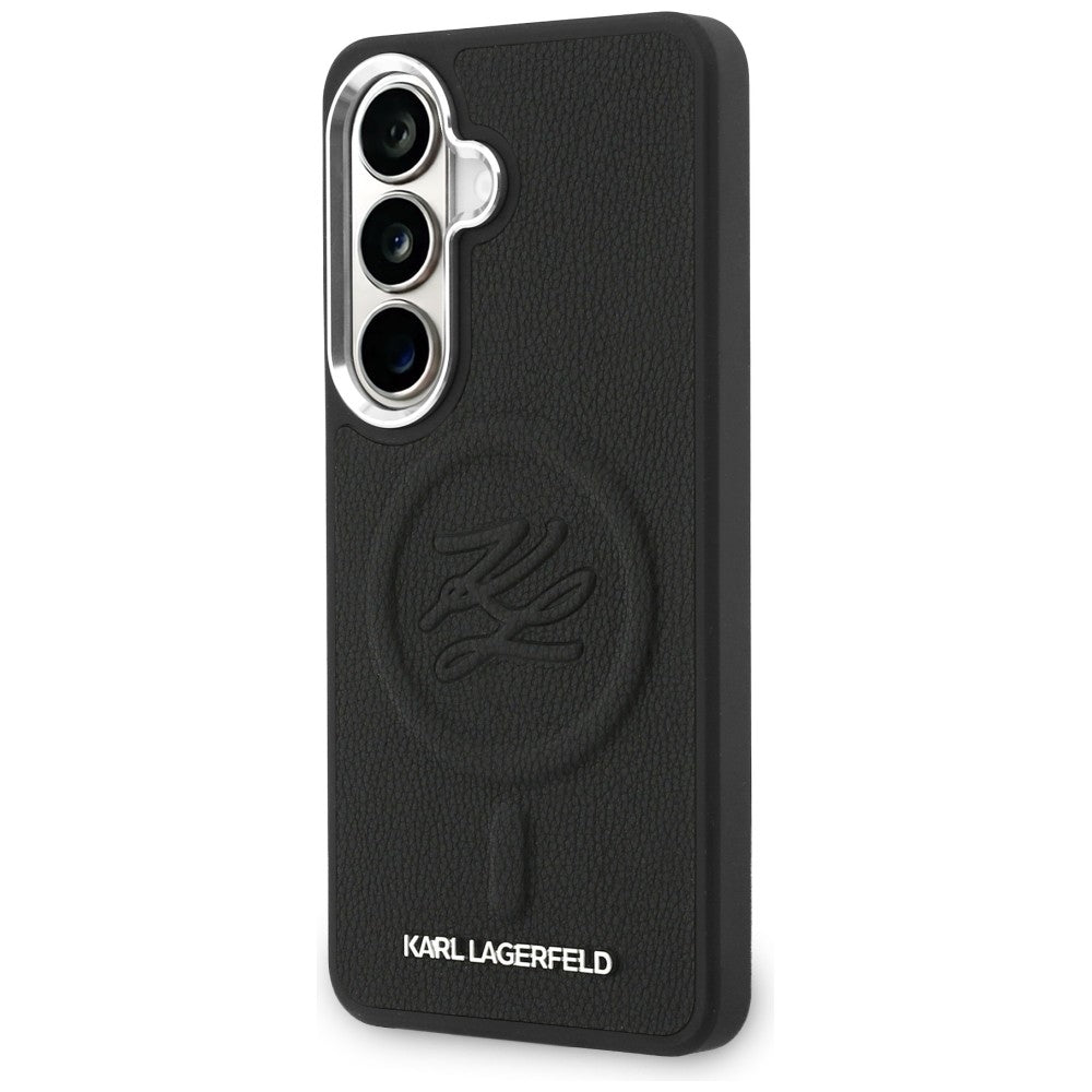 Custodia MagSafe per Samsung Galaxy S26 Plus S947, Karl Lagerfeld, Initial Logo Debossed, Nera