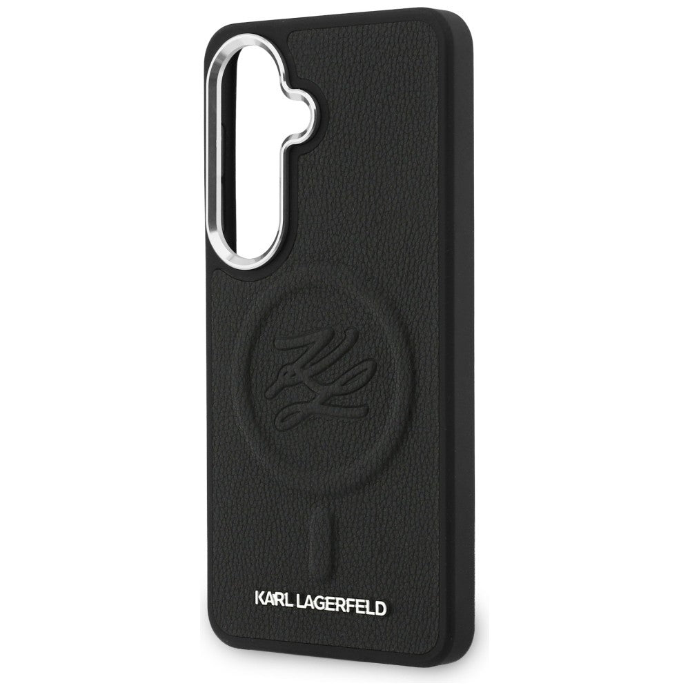Custodia MagSafe per Samsung Galaxy S26 Plus S947, Karl Lagerfeld, Initial Logo Debossed, Nera