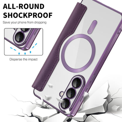 Custodia MagSafe per Samsung Galaxy S26 Plus S947, Techsuit, SmartMag Book, Viola